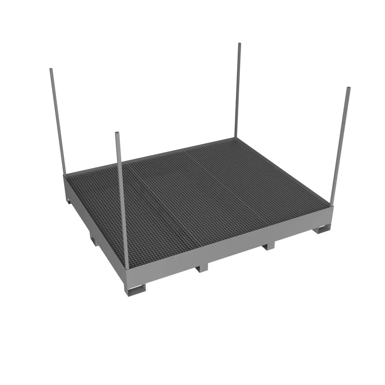 Поддон для 4-х кубических ёмкостей со стойками, 1800х2650х2200 с уклоном